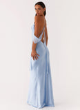 Too Sweet Satin Maxi Dress Blue