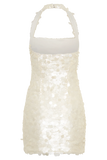 Caralee Sequin Halter Mini Dress Ivory