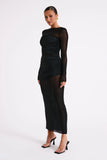 Kate Mesh And Nylon Maxi Dress Black