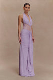 Bonnie Slinky And Lace Maxi Dress Lilac