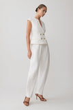 Oriana Linen Button Vest White