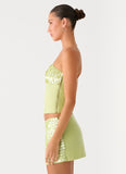 Mona Beaded Bandeau Top Green