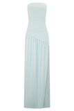 Bex Strapless Slinky Maxi Dress With Split Pale Blue