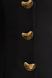 Angel Black Plunge Neck Tailored Mini Dress With Gold Detailing
