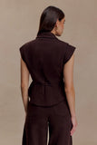 Charley Structured Tie Denim Top Chocolate