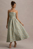 Zuma Light Blue Jacquard Strapless Midi Dress