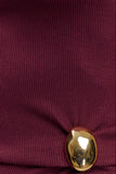 Lola Ribbed Sleeveless Top With Hardware Burgundy