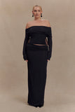 Judy Slinky And Mesh Maxi Skirt Black