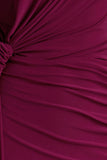 Solene Burgundy High Neck Maxi Dress With Wrap And Drape Detail