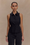 Selene Sleeveless Halter Shirt Black