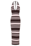 Brienne Stripe Midi Dress Pink Chocolate