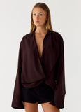 Annah Wrap Shirt Chocolate