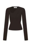 Kaylen Knit Long Sleeve Top Dark Chocolate
