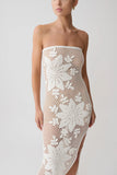 Mandie Hand Crochet Asymmetrical Maxi Dress White