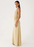 Donyale Halter Maxi Dress Pale Olive