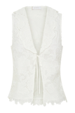 Tessa Broderie Tie Front Sleeveless Top White