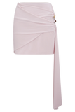 Alicent Slinky Beaded Mini Skirt Pale Pink