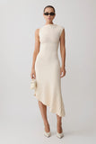 Milasandra Pleated Knit Dress Ivory