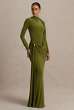 Melissa Olive Long Sleeve Wrap Maxi Dress With Draped Detailing