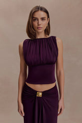 Erina Slinky Open Back Top Aubergine