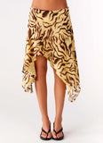 Kia Low Rise Asymmetrical Midi Skirt Laguna Print
