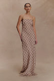 Silvana Chiffon Maxi Dress Snake Check Print Mocha