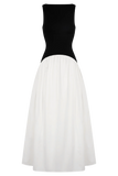 Acacia Contrast Sleeveless Maxi Dress Black White