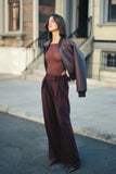 Codi Faux Leather Bomber Jacket Merlot