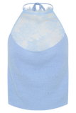 Lucy Lace And Knit Halter Top Cornflower Blue