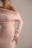 Lou Pink One Shoulder Asymmetric Maxi Dress