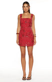 Not That Easy Red Beaded Party Mini Dress