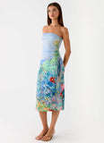 Niko Strapless Midi Dress Spring Garden