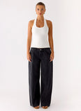 Johnny Low Rise Wide Leg Denim Jeans Grey Charcoal