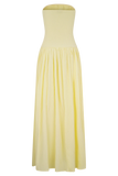 Maureen Cotton Shirring Maxi Dress Lemon