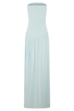 Bex Strapless Slinky Maxi Dress With Split Pale Blue