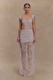 Guinevere Lace And Mesh Maxi Skirt Lilac