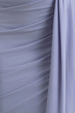 Sanya Pale Blue Asymmetric One Sleeve Wrap Maxi Dress with Drape