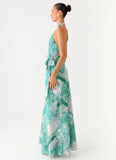 So Chic Maxi Dress Green Paisley