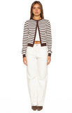 Lottie Chocolate Stripe Round Neck Cardigan