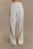 Fatima Satin Straight Leg Pant White