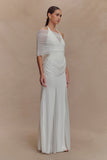 Gabrielle Slinky And Mesh Maxi Dress White