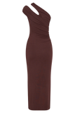 Anastasia One Shoulder Modal Midi Dress Mahogany
