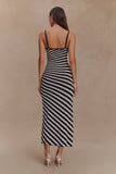 Raven Striped Knit Midi Dress Black White