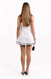 Scott White and Black Contrast Strapless Mini Dress