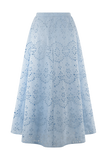 Arla Broderie Midi Skirt Pale Cornflower Blue