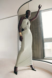 Edwina Knotted Mesh Maxi Dress Sage