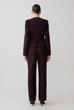 Agatha Straight Leg Suiting Pants Plum Pinstripe
