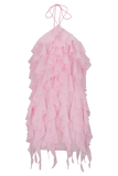Marigold Ruffle Halter Mini Dress Powder Pink