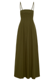 Sofie Pintuck Linen Maxi Dress Khaki