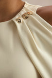Yulia Sand High Neck Maxi Dress With Cape Sleeves